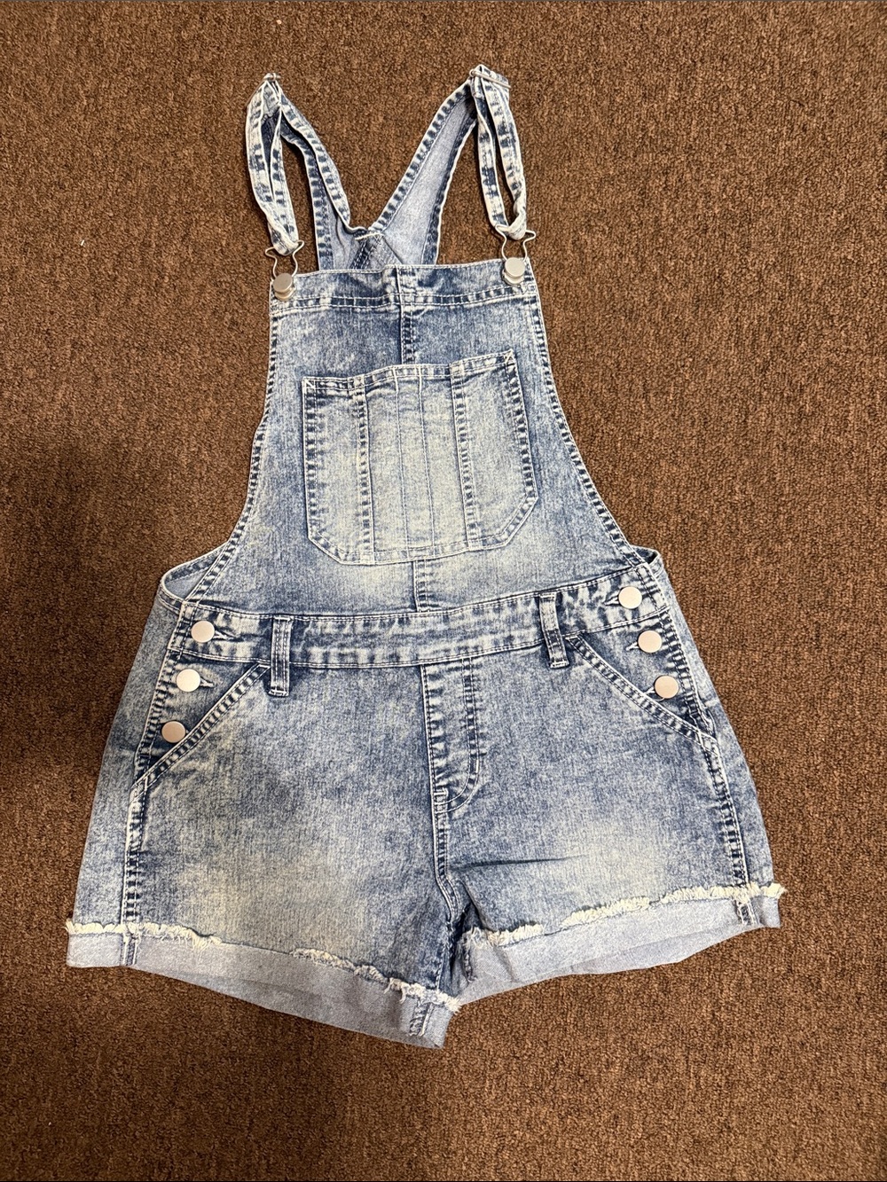 No Boundaries Light Wash Denim Jean Short Overalls